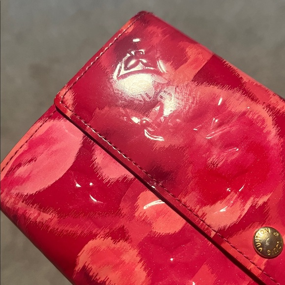 Louis Vuitton Red Floral Vernis Wallet